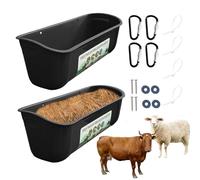 Poultry Feeder Trough - 2 Pieces Duck Waterer Trough Goat Feeder without Waste - Livestock Feeder Container with Clips, Livestock Feeder for Dogs, Piglet Duck Feeder for Backyard Duck Food for Bats