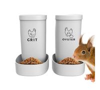 Poultry Feeders for Chickens, 2-Piece Chick Feed Dispenser Duck Food Feeder, Spill-Proof Poultry Feeding Box for Grit Oyster Shell Wall Fence Farmhouse Keepers Ducks Turkeys Bunnies Cats