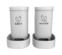 Poultry Feeders for Chickens - 2-Piece Chicken Oyster Shell Feeder Grit Dispenser - Spill-Proof Poultry Feeding Box for Grit Oyster Shell Wall Fence Farmhouse Keepers Ducks Turkeys Bunnies Cats