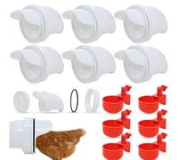 Poultry Feeding Equipment for Chickens Ducks: Silicone + PP Feeder, Feed Bucket & Trough, Anti-Spill, Easy to Clean, Durable for Backyard Farms & Small Flocks (6个橘色喂食器+开孔器+6个小碗+1个钻头)