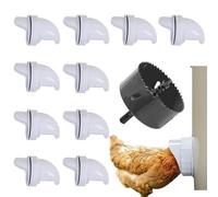 Poultry Feeding Equipment for Chickens Ducks: Silicone + PP Feeder, Feed Bucket & Trough, Anti-Spill, Easy to Clean, Durable for Backyard Farms & Small Flocks (10个喂食器+1个开孔器)