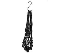 Poultry Feeding Net Bag Chicken Vegetable String Bag Heavy Duty Hanging Feeder Toy Tool with Stainless Steel Hook for Chicken Coop Poultry Supplies Yellow or Black (Black)