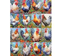 Poultry in Paradise: A Key West Tribute - Vibrant Chicken Collage, Eco-Friendly 1000 Piece Jigsaw Puzzle for Adults, 20" x 27", Premium Satin Finish - Cross & Glory Exclusive, CG-M-072, Rainbow