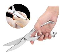 Poultry Shears, Heavy Duty Stainless Steel Kitchen Shears Premium Spring Loaded Food Scissors with Non-Slip Handle and Safety Lock, for Cutting Bone, Chicken, Meat, Fish, Seafood & Vegetables