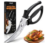 Poultry Shears, Kitchen Shears Heavy Duty for Food With Anti-Slip Handle & Safety Lock, Meat Scissors, Chicken, Lobster, Quail, Fish, Food Cutting Scissors, Bone Cutter - Spring Loaded