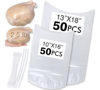 Poultry Shrink Bags, Chicken Bags, 100 Pack (50 Pack13x18 inches + 50 Pack 10x16 inches) Clear Poultry Shrink Wrap Freezer with 100 Zippers, 3 Pcs Silicone Straws for Chickens, Rabbits