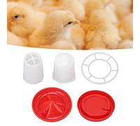 Poultry Waterer, Chicken Feeder And Waterer Set with Automatic Draining And Grid Design Chicken Feeders Hanging Poultry Plastic Containers For Outdoor