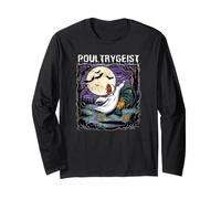 Poultrygeist Rooster Ghost Spooky Night Full Moon Running Long Sleeve T-Shirt