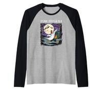 Poultrygeist Rooster Ghost Spooky Night Full Moon Running Raglan Baseball Tee