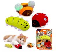 Pounce & Purr™ Cat Toy 3-Pack - Lady Bug, Honey Bee, & Centipede Plush Toys, Catnip & Silvervine Infused with Shiny Iridescent Accents - Interactive Play for Cats & Kittens (Backyard Buggin' Series)