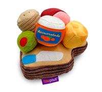 Pounce & Purr™ Charcuterie Board Deluxe Interactive Cat Toy Set - 6 Piece Detachable Plush Catnip & Silvervine Playset with Culinary-Themed Cat Toys & Kicker Board Base