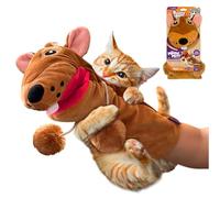 Pounce & Purr™ Meow Mitt Wearable Cat Toy - “Chippy McGee” Plush Mitten with Catnip & Silvervine, Crinkle Sounds, Dangling Arms & 2-Layer Protection for Bonding Play with Cats & Kittens (Squirrel)