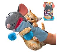 Pounce & Purr™ Meow Mitt Wearable Cat Toy - “Pip S. Queek” Mouse Plush Mitten with Catnip & Silvervine, Crinkle Sounds, Dangling Arms & 2-Layer Protection for Bonding Play with Cats & Kittens