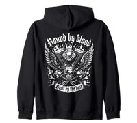 Pound by Blood Biker Engine Skull Graphic Zip Hoodie