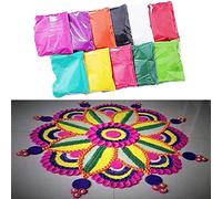 Pound Veg Rangoli Colours - 10 Assorted Colours - 10 Bags of 100g - Festival/Festive Vibrant Colours for Diwali, Rangoli Decoration, Diwali Gift