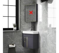 Pounjsd Bathroom Corner Sink, Compact Freestanding Vanity Units, Small Ceramic Laundry Tub Sink Combo, Triangular Wall Hung Ceramic Wash Basin for Bathroom and Toilets, Wall Mount Vessel Sink, Gray