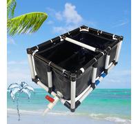 Pounjsd Large Fish Aquarium Tank And Stand, Outdoor Fish Pond, Pond Liner Canvas Fish Pond With Stand, Temporary Fish Pond, Water Storage Pool For Koi Fish Turtles Swimming 2 * 1.2 * 0.6m Black