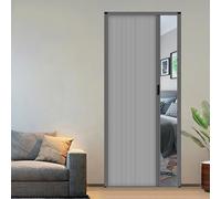 Pounjsd Sliding Door, Internal Folding Doors, Waterproof Concertina Doors Internal Extra, Grey Foldable Dividing Gate for Kitchen Shower Wardrobe, Accordion Door for Patio, Cupboard, Closet 90×190cm