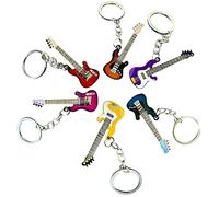 Pouoir guitar keychain for Men Mini Cute Bass Key Chain Ring for Kids High-end Car Keyring Electric Guitar Key Holder