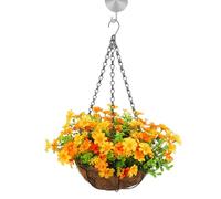 Poupangke Artificial Hanging Baskets With Flowers, Home And Outdoors Chain Hanging Basket Flowerpot Flowers Artificial Flowers Planter With Basket For Indoor Outdoor Decoration