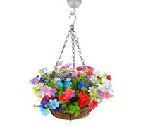 Poupangke Artificial Hanging Baskets With Flowers, Home And Outdoors Chain Hanging Basket Flowerpot Flowers Artificial Flowers Planter With Basket For Indoor Outdoor Decoration