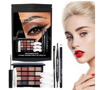 Poupangke Eyeshadow Kit,Eyeshadow Eye Liner Mascara Portable Eye Enhancing Kit - Long Lasting Waterproof/Set Eye Shadow for Women Eye Makeup