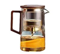 Poupangke Glass Teapot with Strainer - 500Ml/750ml Glass Water Separation Tea Pot with Strainer,Clear Magic Teapot with Wooden Handle Dishwasher Tea Maker for Green Tea