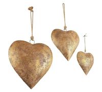 Poupangke Metal Heart Wall Decor, Heart-Shaped Iron Ornament With Golden Antique Finish And Heart Bell, Vintage Metal Heart Wall Art With Hangings Rope For Home Indoor Outdoor