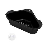 Poupangke Triangle Sink Drainer Basket, Stainless Steel Triangular Sink Drain Shelf, Corner Sink Strainer Basket for Sink Food Strainer Storage Rack, Multi-Purpose Corner Triangular Sink Storage Rack