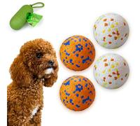 POUPUA Dog Tennis Balls for Aggressive Chewers, Indestructible Dog Balls for Fetch Game, Durable Bouncy Lightweight Floating Toys (2 White + 2 Orange, Small (2.5" Diameter))