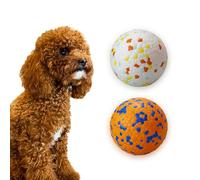POUPUA Dog Tennis Balls for Aggressive Chewers, Indestructible Dog Balls for Fetch Game, Durable Bouncy Lightweight Floating Toys (1 White + 1 Orange, Small (2.5" Diameter))