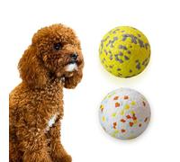 POUPUA Dog Tennis Balls for Aggressive Chewers, Indestructible Dog Balls for Fetch Game, Durable Bouncy Lightweight Floating Toys (1 White + 1 Yellow, Small (2.5" Diameter))