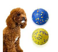 POUPUA Dog Tennis Balls for Aggressive Chewers, Indestructible Dog Balls for Fetch Game, Durable Bouncy Lightweight Floating Toys (1 Blue + 1 Yellow, Small (2.5" Diameter))