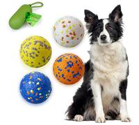 POUPUA Dog Tennis Balls for Aggressive Chewers, Indestructible Dog Balls for Fetch Game, Durable Bouncy Lightweight Floating Toys (4 Mixed Colors, Large (3" Diameter))