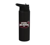 Pour Decisions Co Logo Bold Retro Wine Graphic Stainless Steel Insulated Water Bottle