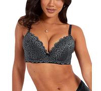 Pour Moi 183002 Romance Moulded Plunge Bra - 183002 Slate/Black