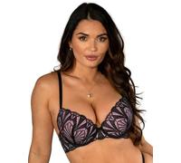 Pour Moi 184002 New Romance Padded Push Up Plunge Bra Black/Rose