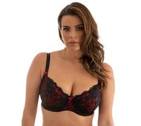 Pour Moi Amour Non Padded Balcony Bra - Black/Scarlet - 34G