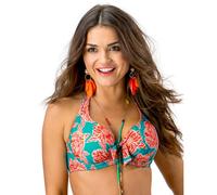 Pour Moi Big Sur Halter Bikini Top - Turquoise/Orange - 32C