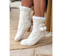 Pour Moi Cable Knit Slipper Socks Cream