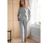 Pour Moi Cotton Rich Quilted Sweatshirt & Joggers Set Grey Marl