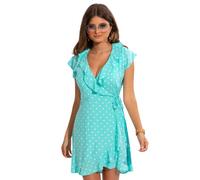 Pour Moi EcoVero Frill Wrap Dress - Mint Spot - XS - 8