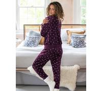 Pour Moi Fleece Heart Print Pyjama Set Purple Mix