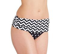 Pour Moi Key West Rouched Bikini Pant Black (Black/White), Size 18