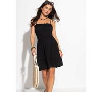 Pour Moi Mia Frill Detail Shirred Beach Dress Black
