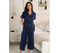 Pour Moi Pure Cotton Double Cloth Pyjama Set Navy