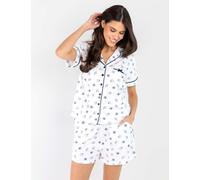 Pour Moi Pure Cotton Shell Print Revere Shortie Set White Mix