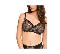 Pour Moi Sofia Lace Embroidered Side Support Bra D-J - Black