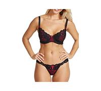Pour Moi? Women's Amour Underwired Non padded wired Bra, Black (Black/Scarlet Black/Scarlet), 34D UK