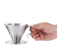 Pour Over Coffee Dripper, Stainless Steel Pour Over Coffee Filters Paperless Mesh Cone Reusable Drip Coffees Filter Cup Metal Strainer with Handle and Cup Stand for 1-2 Cup